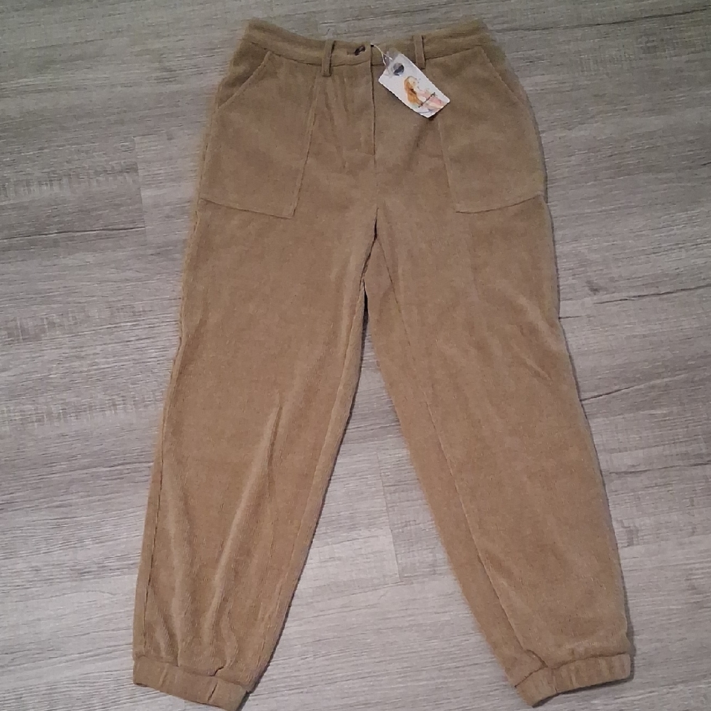 Corduroy Track Joggers in Tan - Unbranded Women’s Casual Pants